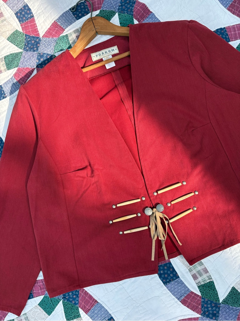 Vintage Yoakum Double D Ranch Western Jacket 2X Plus Size Red Cowgirl Rodeo